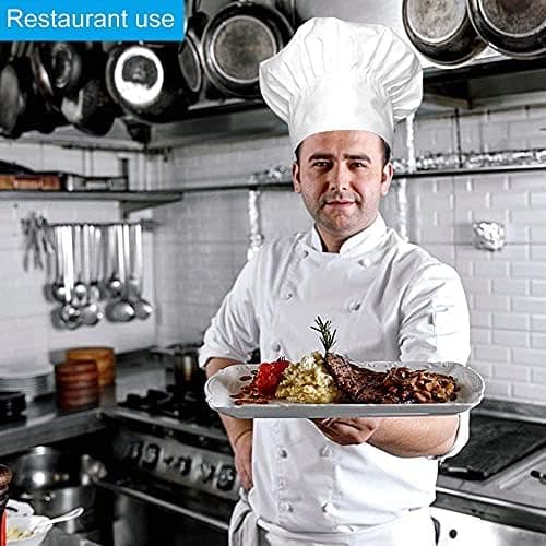 Chef Hat,Adult Premium Adjustable Elastic Baker Kitchen Cooking Chef Cap White — view 2