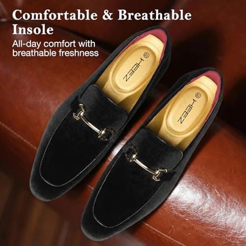 HEEZ Men's Slip On Dress Loafers,Tuxedo Shoes for Men with Velvet Upper, Comfortable Formal Dress Shoes for Wedding Prom Party Dance — view 3