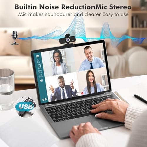 Gohero Full HD 1080P Video Webcam, Noise Cancellation, Privacy Cover, Wide-Angle Lens, Auto Light Correction, Plug & Play USB Webcam for Laptop, Desktop, PC, Mac, Zoom, Skype Pro Series — view 7