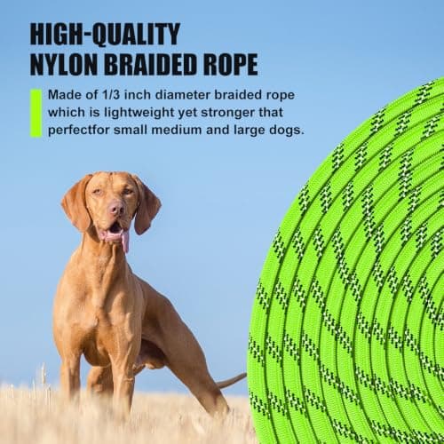 lynxking Long Dog Leash Reflective 15ft 30ft 50ft Check Cord Training Lead Padded Handle Heavy Duty Rope for Puppy Small Medium Large Dogs (Light Green, 30ft x 3/8inch) — view 4