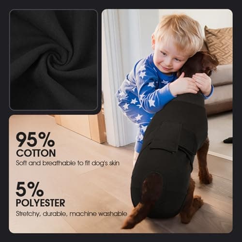 FUAMEY Dog Recovery Suit Male,Dogs Surgery Neuter Suits Puppy Spay Shirts for Female Protect Dog's Skin Anti Licking Abdominal Wounds Doggie Onesie Pet Bodysuit Alternative to Cone Black XS — view 5