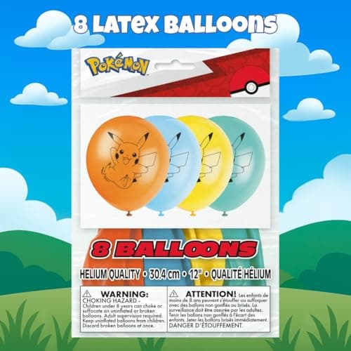 Pokemon Party Supplies Bundle - Complete Birthday Solution! Includes 1 Foil Balloon + 8 Latex Balloons, Official Licensed Product, 9 Total Items for Ultimate Party Fun! — view 3