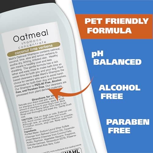 Wahl USA Dry Skin & Itch Relief Pet Shampoo for Dogs – Oatmeal Formula with Coconut Lime Verbena Scent & Pet Friendly Formula, 24 Oz - Model 820004A — view 5
