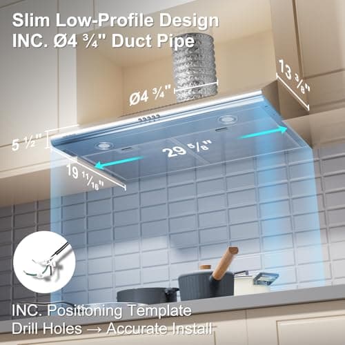 AURAKICH 30 inch Under Cabinet Range Hood, 400 CFM Dual Motors — view 2
