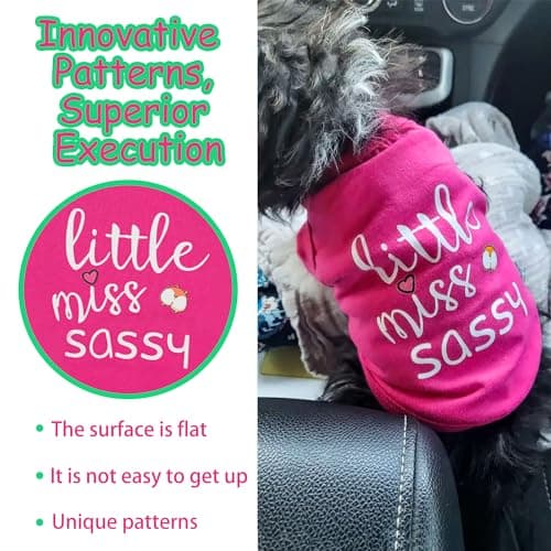 Paiaite Dog Clothes Fashionable Sleeveless Pet Vest: 'Little Miss Sassy' Printed Cotton Dog Shirt, Ideal for Small, Medium, and Large Breeds, Ensuring Comfort and Breathability Rose Red M — view 4