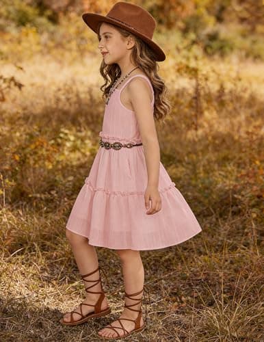 Arshiner Girls Spaghetti Strap Dress Pink Toddler Dress Summer Dresses Kids Beach Casual Sundresses Size 5 — view 2