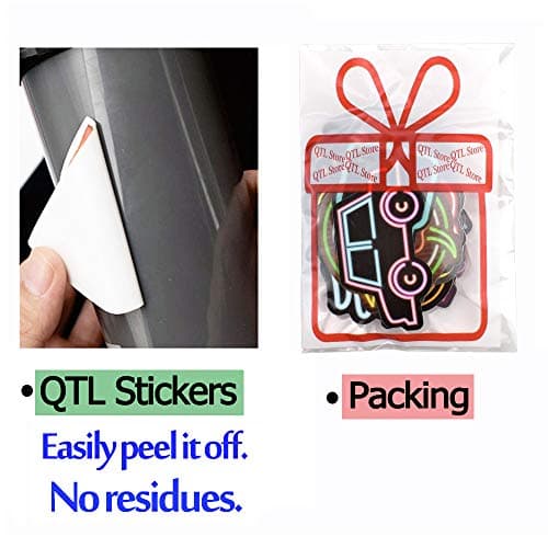 QTL Neon Vinyl Cute Stickers for Water Bottles,Laptops and School Supplies,Waterproof Decorative Decals for Kids,Boys,Teens and Adults,Party Favors,Birthday Gifts(Neon 50pcs) — view 4
