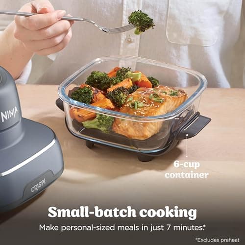 Ninja Crispi 4 in 1 Glass Air Fryer, 450°F, Non Toxic, 4QT and 6 Cup Containers with Lids, Dishwasher Safe, Cyberspace Gray, 1 Count, FN101GY — view 6