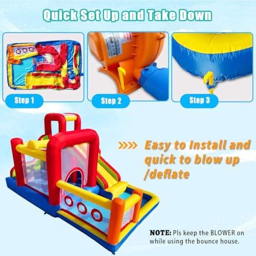 Hongcoral Bounce House, Inflatable Bounce Castle with Blower for Kids, Blow Up Jumping Bouncer with Slide, Climbing Wall, Obstacles, Trampoline, Ball Pit Pool for Indoor Outdoor — view 4