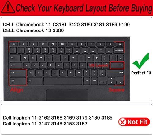 Colorful Keyboard Cover for Dell 11.6 Chromebook 3100 3110 / Chromebook 11 3120 3180 3181 3189 5190 P22T 11.6" / Chromebook 13 3380 13.3" Protective Skin, Dell Chromebook Accessories, Rainbow