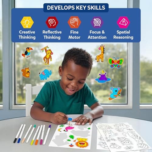 Skillmatics Cling Art – Color Clingz Animals, 50+ Reusable Static Stickers, Mess-Free Fun for Kids, DIY Craft Kits & Supplies, Travel Toys, Creative Gifts for Boys and Girls Ages 3, 4, 5, 6, 7 — view 6