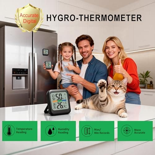 G.CATACC Digital Hygrometer Indoor Thermometer Humidity Meter Gauge with Max/Min Record Room Thermometer Temperature and Humidity Monitor Sensor for Home Baby Greenhouse Reptile - Battery Included