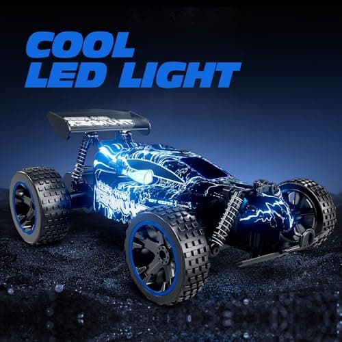 Tecnock RC Cars, Remote Control Car for Boys and Girls, 1:18 Scale RC Car, 2.4GHz 2WD All-Terrain RC Truck, Rechargeable Battery for 50-Min Play, Gift for Kids (Blue, Glow) — view 2