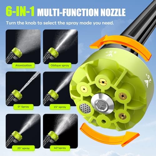 YKYI Cordless Pressure Washer Battery Powered, 30 Speed Level, 1200 PSI Portable Power Washer with 6-in-1 Nozzle, 24FT High-Elastic Hose, Handheld Pressure Washer for Car, Garden Cleaning (Grey) — view 2
