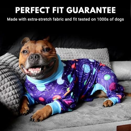 Spark Paws Dog Pajama, Dog Recovery Suit Male, Onesie, Ultra-Soft and 4-Way Stretch, for Small Medium and Large Breeds - Planets - 3XL — view 3
