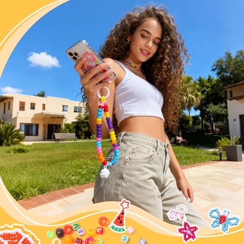 Simetufy 3600Pcs Pony Beads Bulk, 24 Assorted Colors Rainbow Plastic Beads for Hair Braiding Friendship Bracelets DIY Crafting Kandi Jewelry Making (2.06lb) — view 9