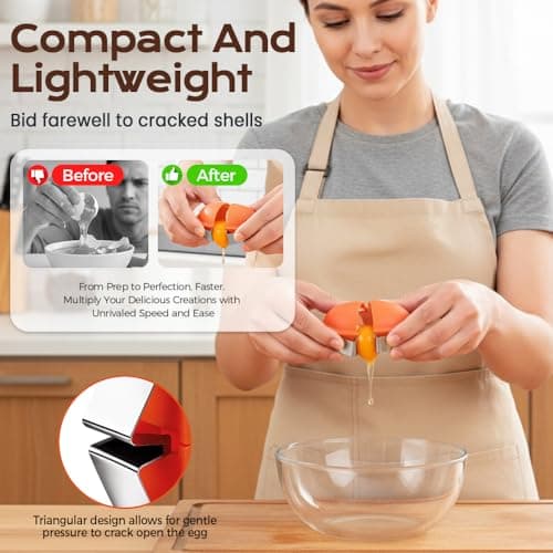 2PCS Egg Shell Opener,2026 Upgrade Stainless Steel Egg Cracker Tool, Multifunctional Egg Shell Opener for Raw & Hard-Boiled Eggs, Handheld Kitchen Gadget for Easy Peeling & Separating (2PCS Orange) — view 3