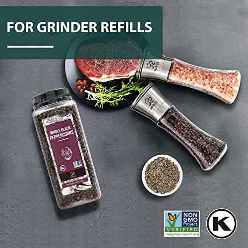 Soeos Black Peppercorns, 18oz (Pack of 1), Non-GMO, Kosher, Packed to Keep Peppers Fresh, Peppercorn for Grinder Refill, Whole Peppercorns — view 7