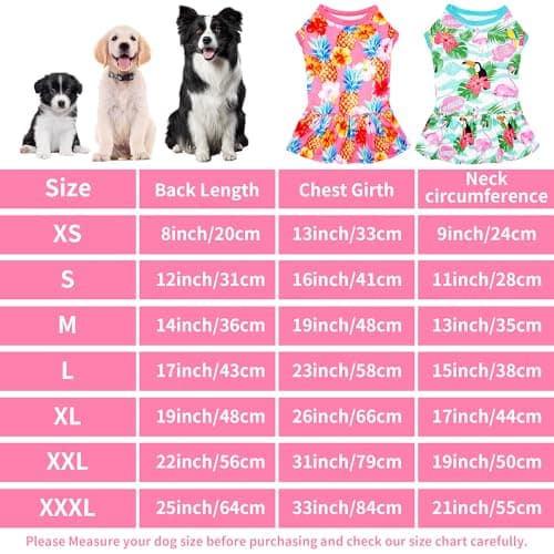 JpGdn 2PCS/Pack Hawaiian Dog Dresses Pink Green for Medium Dogs Girl Female Summer Skirts Pet Sundress Pineapple Toucan Flamingo Soft Lightweight Stretchy Holiday Party Beach M