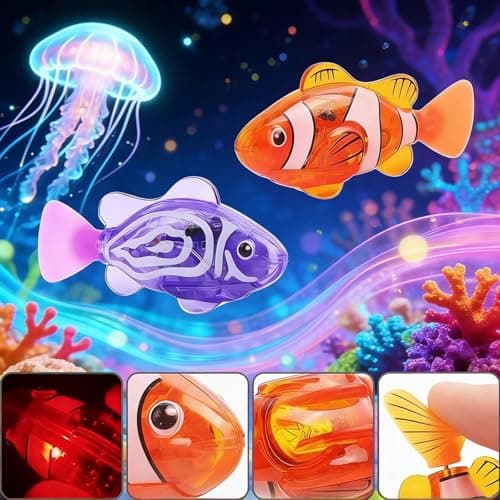 Magic Glowing Swimming Fish, Interactive Water-Activated Robot Toy, Magic Water Activated Glowing Swimming Fish for Bath Pool Aquarium, Interactive Electronic Pet (4Pc) — view 4