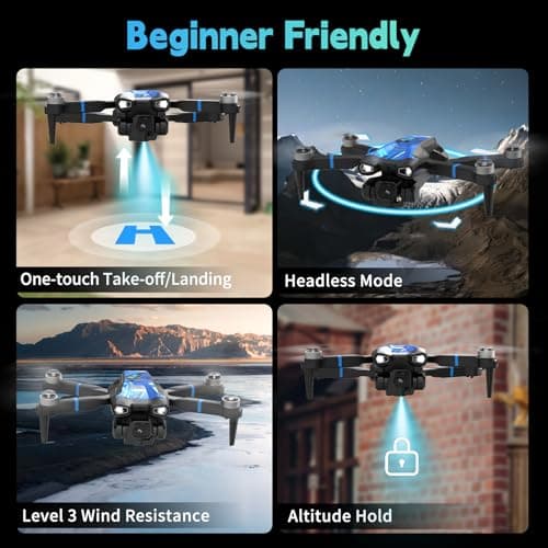 Morlyrctooy M18LCD Drone with 4K Camera for Adults Drone with Screen on Controller Brushless Motor Optical Flow Positioning Headless Mode One Key Takeoff/Landing RC Quadcopter for Beginners Adults — view 5