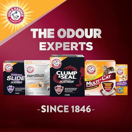 ARM & HAMMER Platinum Cat Litter, Clump & Seal, EXTRA STRENGTH Complete Odour Sealing with 14 Days of Odour Control, Multi-Cat, Hard Clumping Clay, 99.99% Dust Free, 18.14kg — view 5