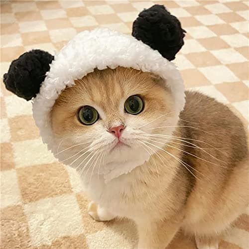 JOICEE Cute Cat Costume - Warm Bear Hat for Small Pets (Black & White) — view 3