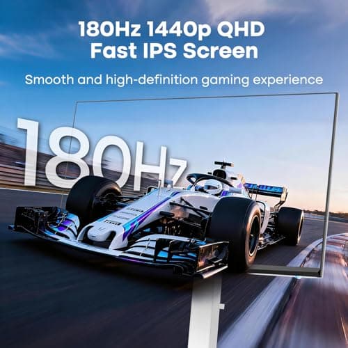 Amzfast 24 Inch Gaming Monitor 180Hz QHD (2560 ×1440) Fast IPS Monitor, 1ms G-SYNC Compatible, Built-in Speakers, 96% DCI-P3, HDR10, Height Adjustable, HDMI 2.0 x 2 & DP 1.4 x 2, AMZG24F6Q
