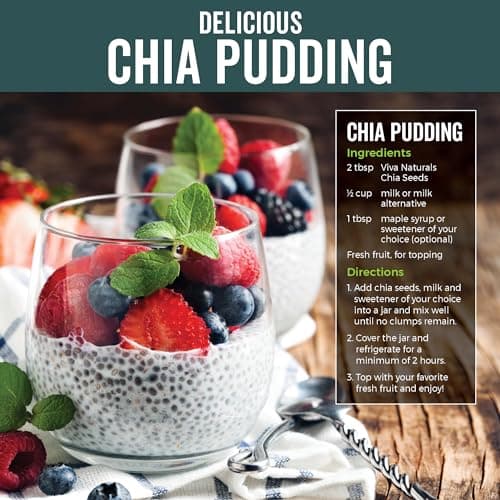Viva Naturals Organic Chia Seeds, 2 lb – Plant-Based Omega-3s & 6s and Vegan Protein, Non-GMO, Black Chia Seeds Organic, Graine de Chia – Perfect for Smoothies, Salads, and Chia Seed Pudding — view 7