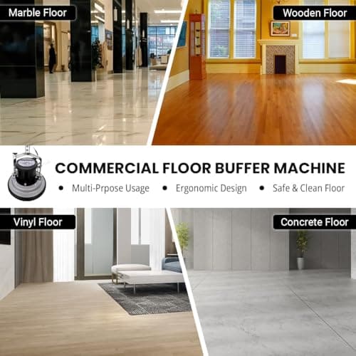 13" Heavy-duty Multi-Functional Floor Buffer Polisher Machine - Clean, Buff, Scrubb and Polish with Ease! Ideal for Carpets Too! Includes Optional Solution Tank, 2 Brushes and 3 Scouring Pads — view 4