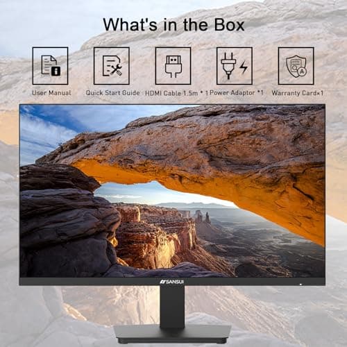 SANSUI Monitor 24 Inch 100Hz PC Monitor, HDMI VGA Ports VESA Mount, FHD Computer Monitor Ultra-Slim Ergonomic Tilt Eye Care for Home Office (ES-24F2, HDMI Cable Included) — view 5