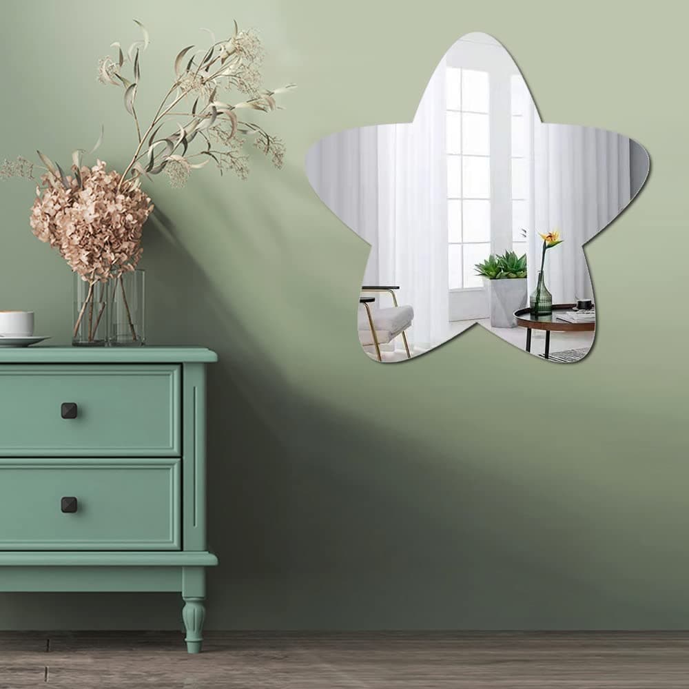 Large Wall Acrylic Mirror, Bathroom Star Mirror for Walls Wall-Mounted Mirrors for Make Up Vanity Baby Room Mirror Living Room Entryway Bedroom Kindergarten Decor Festival Stickers Decoration — view 4