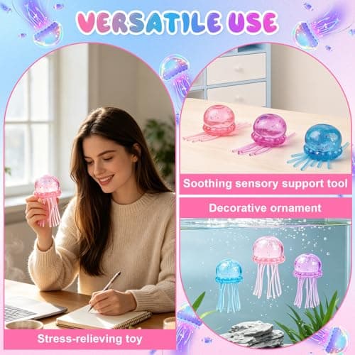 Jellyfish Squeeze Toys,Jellyfish Squishy, Jelly Fish Design Squeeze Stress Ball,Squeeze Toys for Anxiety and Stress Relief, Party, Gifts (Blue) — view 3