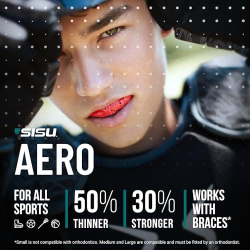 SISU Aero Small Mouthguard, Royal Blue - 30% Stronger Protection for Lacrosse, Football, Hockey, Roller Derby, Team Sports - Remoldable Up to 20 Times - Ultra Slim - Non Toxic