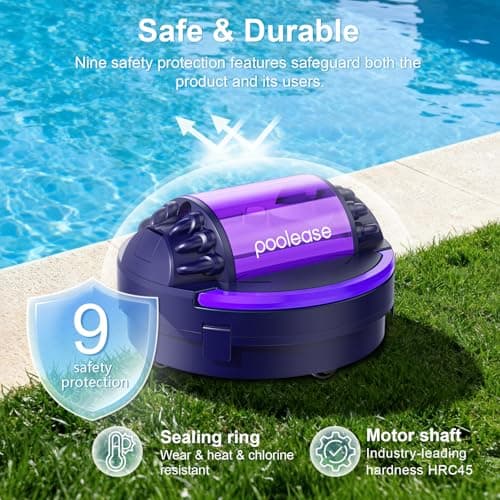 Poolease Cordless Pool Vacuum Robot with Dual high-Powerful Motors Provide Strong Suction, Self-Parking, 100 Min Runtime, Robotic Pool Cleaner for Above/In-ground Flat Pool up to 960 Sq.ft — view 5