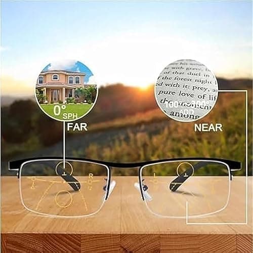 Smart Zoom Reading Glasses Distance&Near Progressive Multi-focus, Frameless Self Adjusting Glasses Far and Near (Gold) — view 4