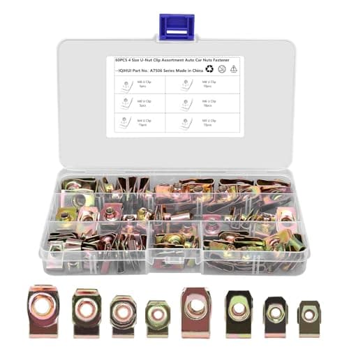KIMISS 60Pcs U Nut Clip Kit, Stainless Steel U Nuts Clamp Set M4 M5 M6 M8 U Nuts Set for Car Motorcycle Automotive Clips
