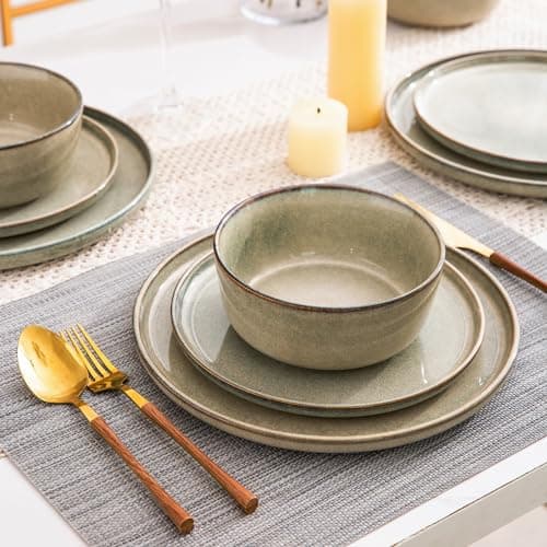 AmorArc Stoneware Dinnerware Sets,Round Reactive Glaze Plates and Bowls Set,Highly Chip and Crack Resistant | Dishwasher & Microwave Safe,Service for 8 Dishes Set (24pc), ADW009 — view 5