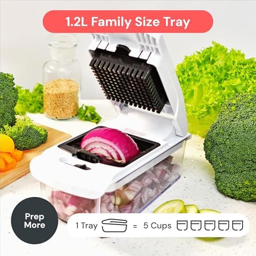 Fullstar Pro Original Vegetable Chopper - Chopper and Spiralizer - Food Chopper with Container, Fruit Cutter, Onion Dicer - All-in-One Prep Tool - Kitchen Gadgets and Gifts (4 in 1, White) — view 5