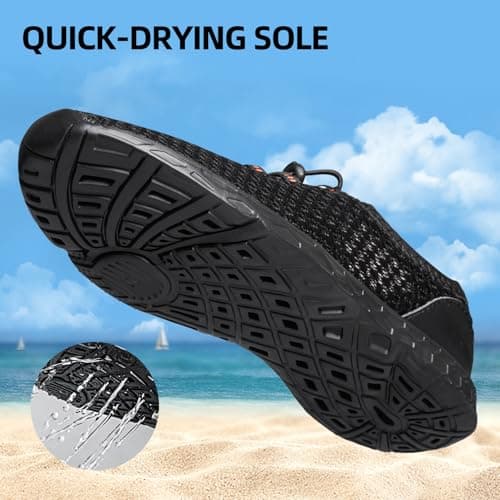 DOUSSPRT Men's Water Shoes Quick Drying Sports Aqua Shoes AllBlack Size 10.5 — view 4