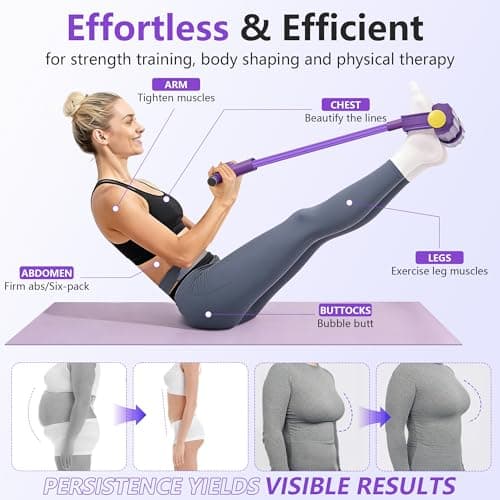 Upgraded Pedal Resistance Band with Handle, Soft Durable Fashion Puller Exercise with Thickened 6 Tension Ropes, Tube Pedal Resistance Device for Abdomen, Waist, Arm, Leg, Core/ABS (Purple)