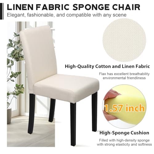 FDW Dining Chairs Set of 4 Elegant Design Modern Fabric Upholstered Dining Chairs — view 3