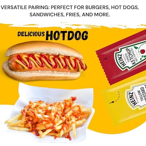 Heinz Condiment Packets Ketchup and Mustard (100 Total; 50 Each Flavor) — view 5