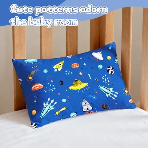Kids Toddler Pillowcases UOMNY 2 Pack Pillow Cover Pillowslip Case Fits Pillows sizesd 13 x 18 or 12x 16 for Kids Bedding Pillow Cover Baby Pillow Cases Space White/Blue — view 4
