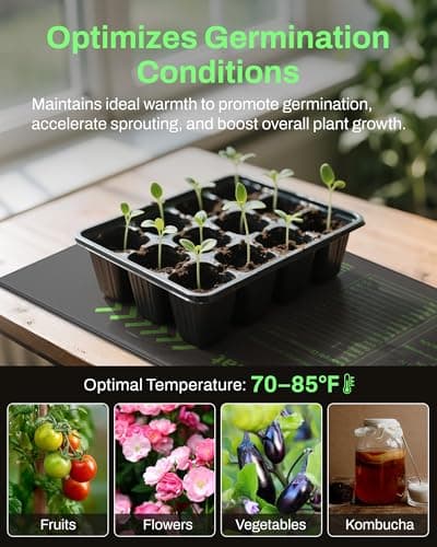 BN-LINK Seedling Heat Mat for Seed Starting 10" x 20.75", Waterproof Warming Mat Plant Heating Pad for Seed Germination, Indoor Growing, Hydroponic, Greenhouse, ETL Listed — view 5