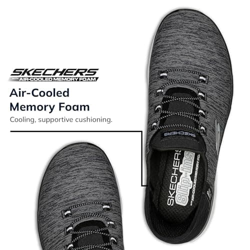 Skechers Women's Summits Hands-Free Slip-Ins – Memory Foam Insole, Heel Pillow, Vegan Materials Sneaker, Black White, 8.5 — view 2