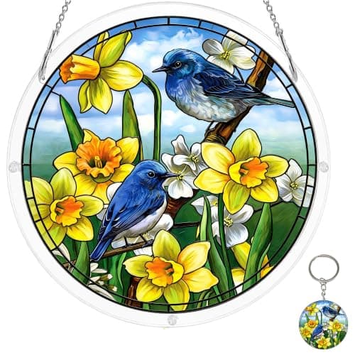 Bluebird Daffodil Acrylic Puzzle Jigsaw Suncatcher Adults DIY Window Decor