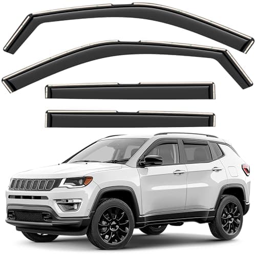 GrandWheel Co Smoke Tinted in-Channel Side Window Vent Visor Deflectors Rain Guards Compatible with Jeep Compass 2017-2026 - 4 pcs. GW0675
