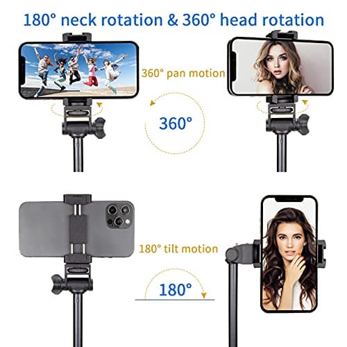 YOTOCversion 1.7 Meter/67 inch Phone Tripod Stand & Bluetooth Selfie Stick Tripod, Cellphone Tripod with Bluetooth Remote, Compatible with iPhone 16/15/14/13/12/12 pro/11/11pro/8 — view 3