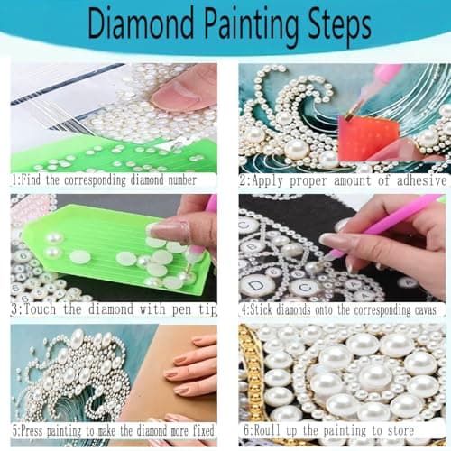 GEMFAMILY 5D Diamond Art Pearl Painting Kits for Adults,Special Shape Diamond Art Kits for Wave, DIY 3D Plastic Pearl Painting Kit for Home Wall Decoration 12 × 16 inch — view 8